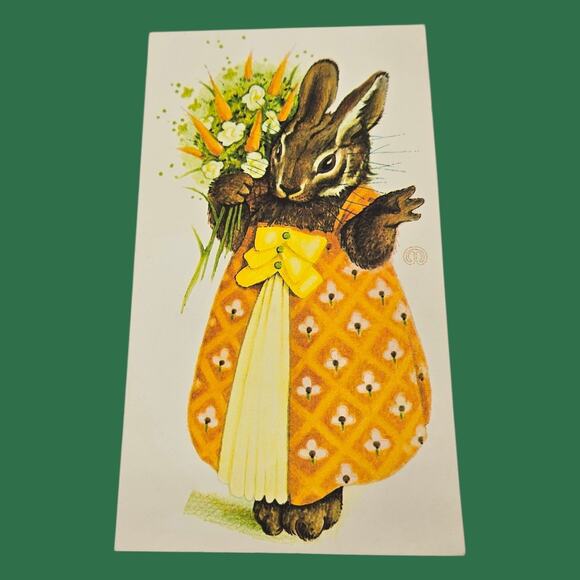 Dressed Rabbit Carrot Bouquet Easter Birthday Bunny Vintage Gordon Fraser Card - Picture 4 of 9